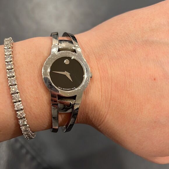 Movado Jewelry - New Battery! AUTHENTIC MOVADO SILVER LADIES WATCH